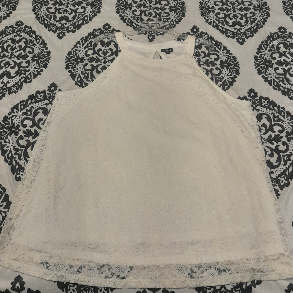 Torrid size 2 white lace sleeveless top